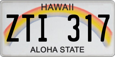 HI license plate ZTI317