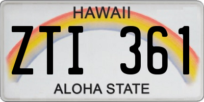HI license plate ZTI361
