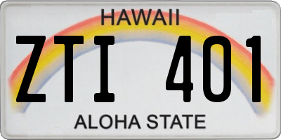 HI license plate ZTI401