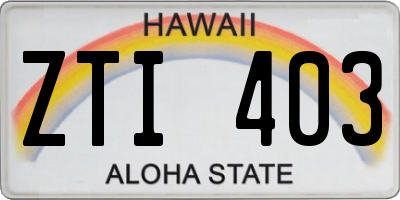 HI license plate ZTI403