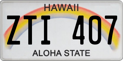 HI license plate ZTI407