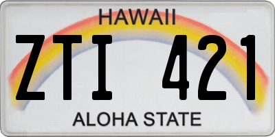 HI license plate ZTI421