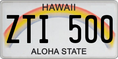 HI license plate ZTI500