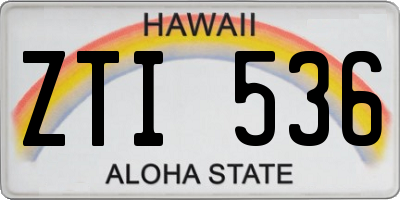 HI license plate ZTI536