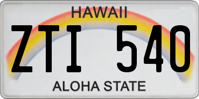 HI license plate ZTI540
