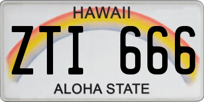 HI license plate ZTI666