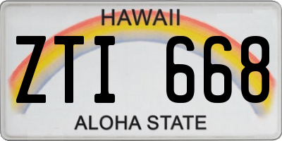 HI license plate ZTI668