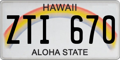 HI license plate ZTI670