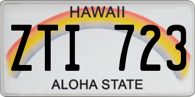 HI license plate ZTI723