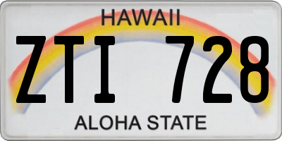 HI license plate ZTI728