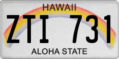 HI license plate ZTI731