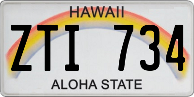 HI license plate ZTI734
