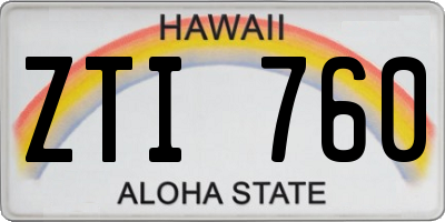 HI license plate ZTI760
