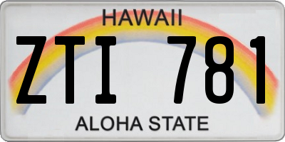 HI license plate ZTI781