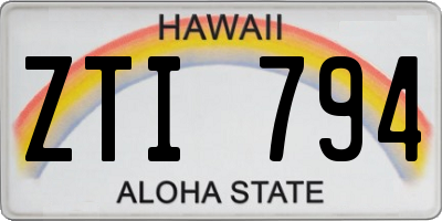 HI license plate ZTI794