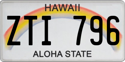 HI license plate ZTI796