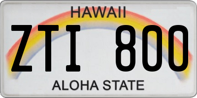 HI license plate ZTI800