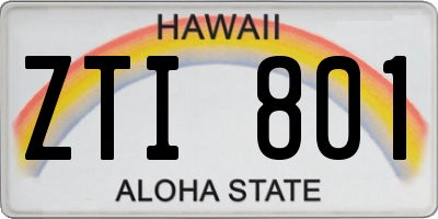 HI license plate ZTI801