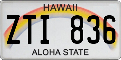 HI license plate ZTI836