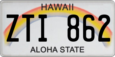 HI license plate ZTI862