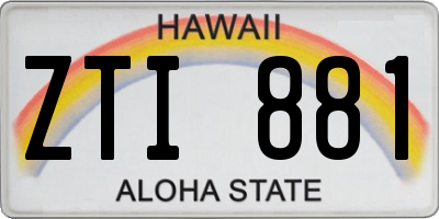 HI license plate ZTI881