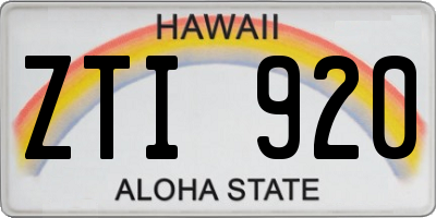 HI license plate ZTI920
