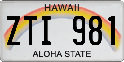 HI license plate ZTI981