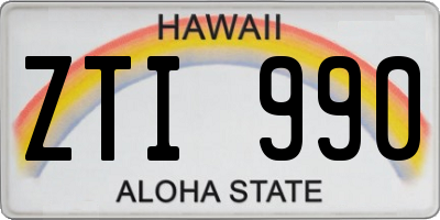 HI license plate ZTI990
