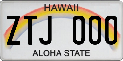 HI license plate ZTJ000