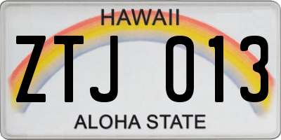 HI license plate ZTJ013