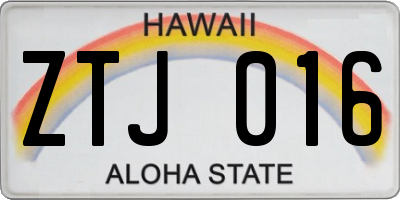 HI license plate ZTJ016
