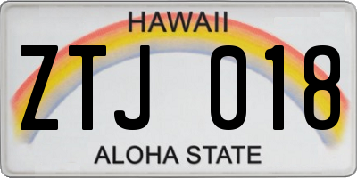 HI license plate ZTJ018