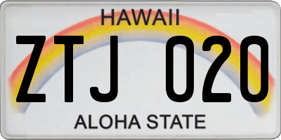 HI license plate ZTJ020