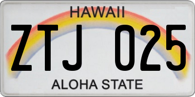 HI license plate ZTJ025