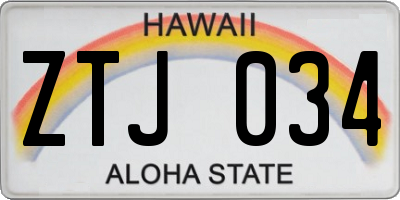 HI license plate ZTJ034