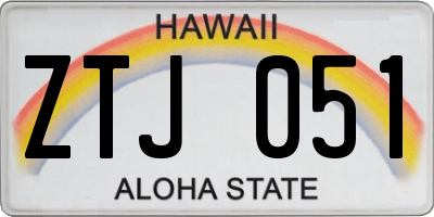 HI license plate ZTJ051