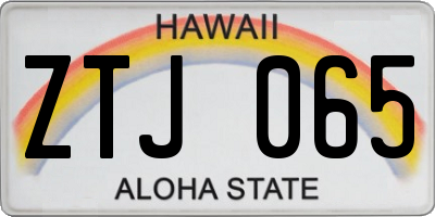 HI license plate ZTJ065