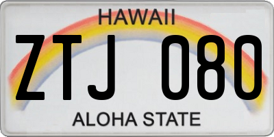 HI license plate ZTJ080