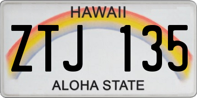 HI license plate ZTJ135