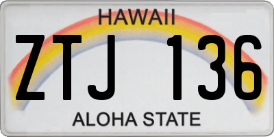 HI license plate ZTJ136