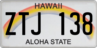 HI license plate ZTJ138