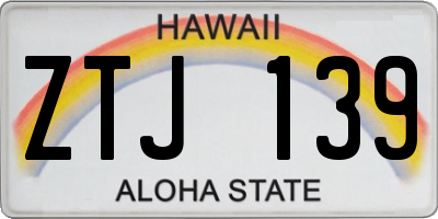 HI license plate ZTJ139