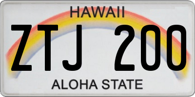 HI license plate ZTJ200