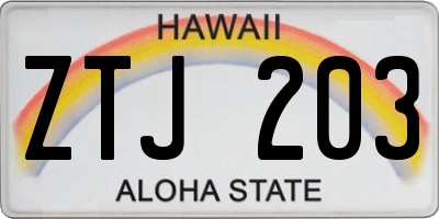 HI license plate ZTJ203