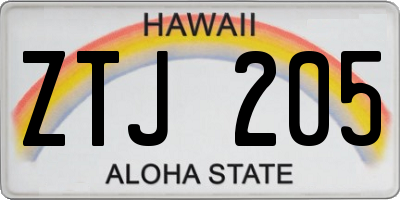 HI license plate ZTJ205
