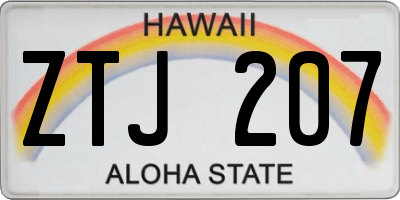 HI license plate ZTJ207