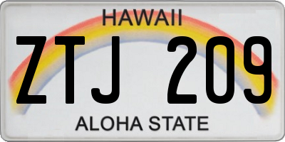 HI license plate ZTJ209