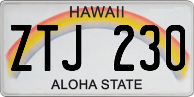 HI license plate ZTJ230