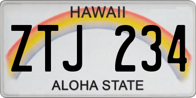 HI license plate ZTJ234