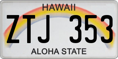 HI license plate ZTJ353
